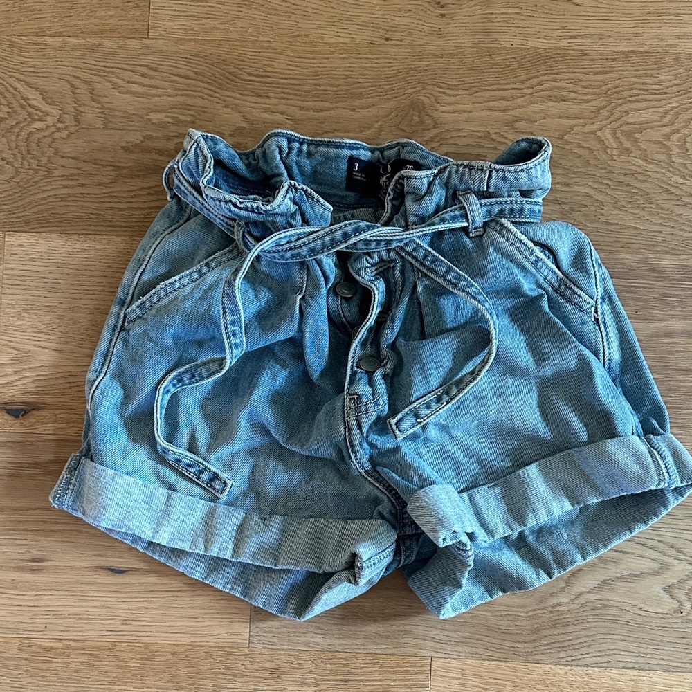 Hollister Button Fly Paperbag Denim Shorts